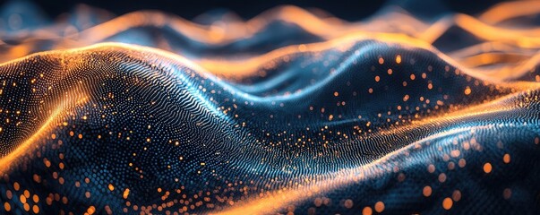 Poster - Dust pollution concept. Futuristic waves of light and color create a mesmerizing digital landscape.