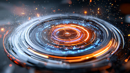 Poster - Dynamic digital interface design futuristic environment graphic art high-tech viewpoint conceptual visualization