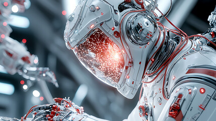 Poster - Futuristic robotics operation space station digital art high-tech environment close-up view advanced technology concept