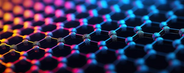 Aufkleber - Dust pollution concept. Close-up view of colorful hexagonal patterns representing innovative technology.