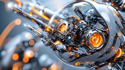Poster - Exploring advanced robotics mechanics futuristic laboratory digital art high-tech environment close-up viewpoint innovation concept