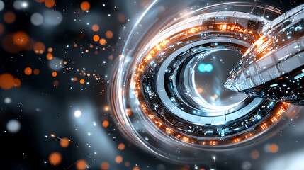 Poster - Dynamic futuristic spiral motion digital space abstract animation high-tech view visual concepts for innovation