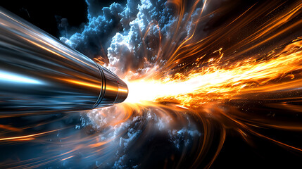 Poster - Explosive bullet action dramatic sky digital art futuristic environment close-up view concept of power