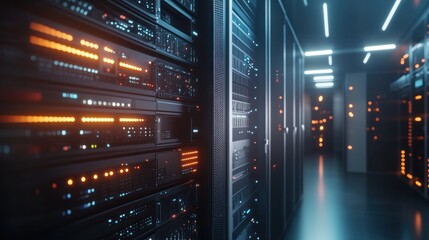 Poster - Illuminated Server Room: A Glimpse into the Digital Heart