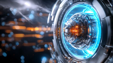 Poster - Futuristic energy sphere sci-fi setting digital art high-tech environment close-up view advanced technology concept