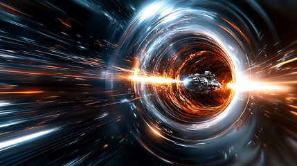 Poster - Exploring the mysteries of a black hole outer space sci-fi visuals cosmic environment dynamic perspective journey through time