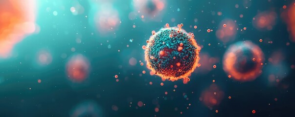 Aufkleber - Dust pollution concept. Abstract representation of vibrant cells in a dynamic scientific environment.