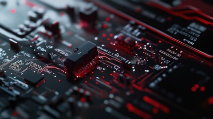 Poster - Red Circuits on a Circuit Board