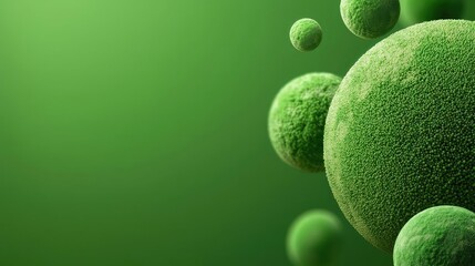 Poster - Dust pollution idea. Abstract representation of green microorganisms on a vibrant green background.