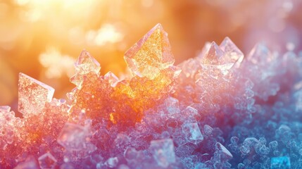 Poster - Dust pollution idea. Colorful crystals sparkle in sunlight, showcasing nature's beauty and intricate formations.