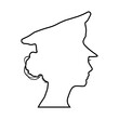 © JEGAS RA - Policewoman face side view icon. Elegant silhouettes of a female head. Avatar profile sign. Thin line style