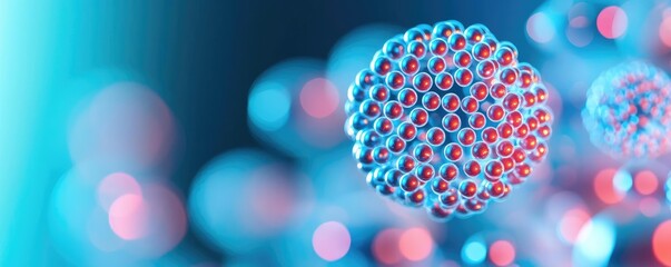 Poster - Dust pollution idea. Close-up view of molecular structure with vibrant colors and detailed textures.
