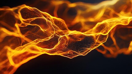 Poster - Dust pollution idea. Abstract light wave pattern with vibrant orange and gold hues showcasing dynamic movement.