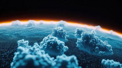 Poster - Dust pollution idea. A stunning view of the Earth's atmosphere filled with vibrant clouds and cosmic colors.