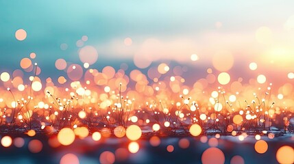 Poster - Dust pollution idea. Glittering bokeh background captures the essence of warmth and tranquility at sunset.