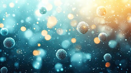 Poster - Dust pollution idea. Abstract representation of microorganisms in a vibrant, glowing environment.