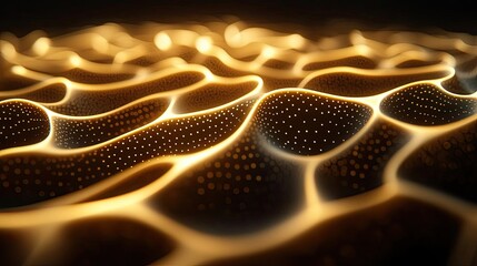 Aufkleber - Dust pollution concept. Abstract glowing wave pattern with luminous dots creating a mesmerizing visual effect.