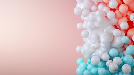 Aufkleber - Dust pollution idea. Colorful abstract composition of spheres in pink, white, and blue tones.