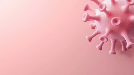Poster - Dust pollution idea. A close-up image of a pink virus model on a soft pink background.