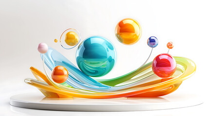 Poster - Dynamic colorful bubble display studio setting abstract art bright environment artistic perspective creative concept
