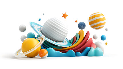 Fototapete - Colorful planetary design outer space 3d art creative environment artistic viewpoint cosmic concept