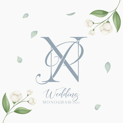 Wall Mural - PN NP initial wedding logo monogram