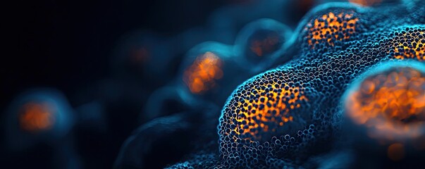 Poster - Dust pollution concept. Close-up of colorful microorganisms under a microscope, showcasing their unique structures.