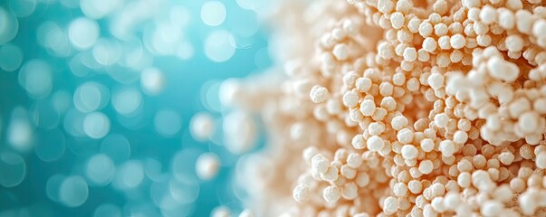 Poster - Dust pollution concept. Close-up view of textured particles floating in a colorful background.