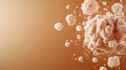 Poster - Dust pollution concept. Abstract depiction of cells floating in space, showcasing unique biological structures.