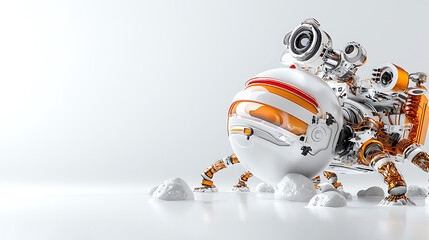 Poster - Futuristic robot explorer on asteroid space research 3d sci-fi environment close-up innovation and technology