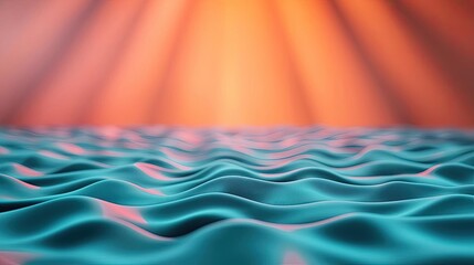 Poster - Dust pollution concept. Serene ocean waves under a colorful sunset with soft light rays illuminating the water.