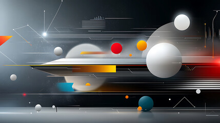 Poster - Dynamic abstract design with geometric shapes digital art colorful environment futuristic viewpoint modern concept