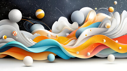 Poster - Dynamic abstract waves of color and form digital art contemporary design modern aesthetic vibrant composition