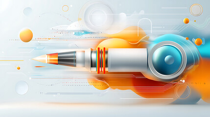 Poster - Dynamic digital pen illustration creative technology abstract design vibrant colors modern aesthetic digital art concept