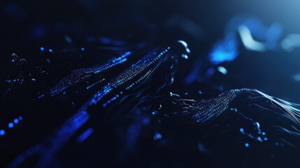 Poster - Abstract Blue Digital Landscape: A Deep Dive into Data Visualization