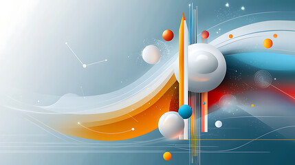 Poster - Dynamic abstract artwork featuring colorful shapes and lines digital creation modern aesthetic vibrant atmosphere