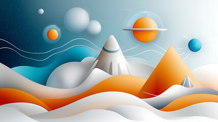 Poster - Celestial exploration visuals abstract landscape digital art futuristic environment bright colors cosmic theme