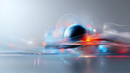 Poster - Dynamic abstract design featuring a sphere digital art futuristic environment vibrant colors conceptual viewpoint for seo impact
