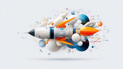 Poster - Dynamic rocket launch abstract design digital art colorful environment creative perspective innovation concept