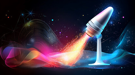 Poster - innovative rocket launch concept digital art abstract environment futuristic viewpoint technology an