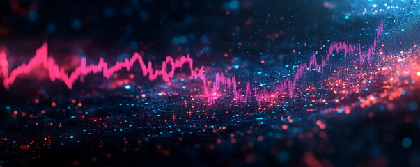 Poster - Stock Market Data Trend, glowing particles background