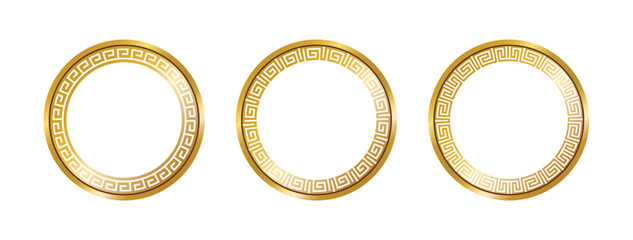 Wall Mural - greek circle pattern gold frame, round greek frame ornament, decorative frame, decoration elements v