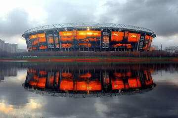 Sticker - Stadium reflection, city, dusk, event