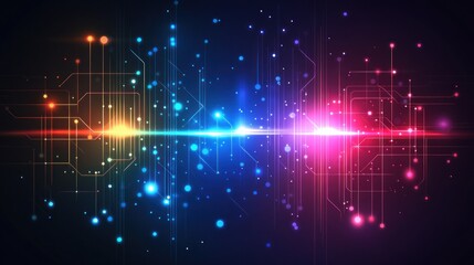 Poster - Abstract Digital Network: Glowing Circuitry and Data Flow
