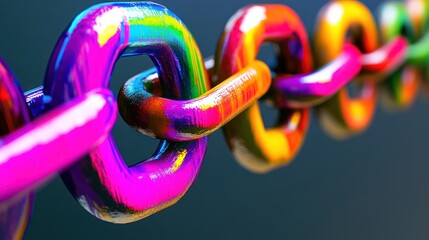 Poster - Vibrant Rainbow Chain Links: A Colorful Interconnection