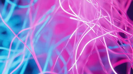 Poster - Abstract Neon Lights: Pink and Blue Glowing Lines