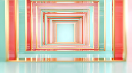 Poster - Vibrant abstract layers digital space graphic design modern aesthetic symmetrical view visual art concept for seo impact