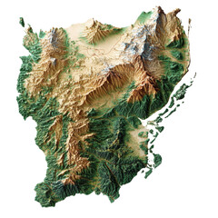 Poster - A detailed three dimensional topographic map showcasing Luzon Island in the Philippines, highlighting its diverse terrain and geographical features.