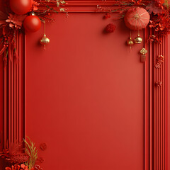 Wall Mural - Vibrant red decorative elements festive celebration digital artwork indoor environment close-up view colorful aesthetic