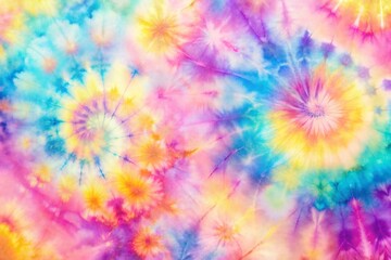 Poster - Dreamy Pastel Tie-Dye Background with Soft Pink, Purple & Yellow Hues - Copy Space Left